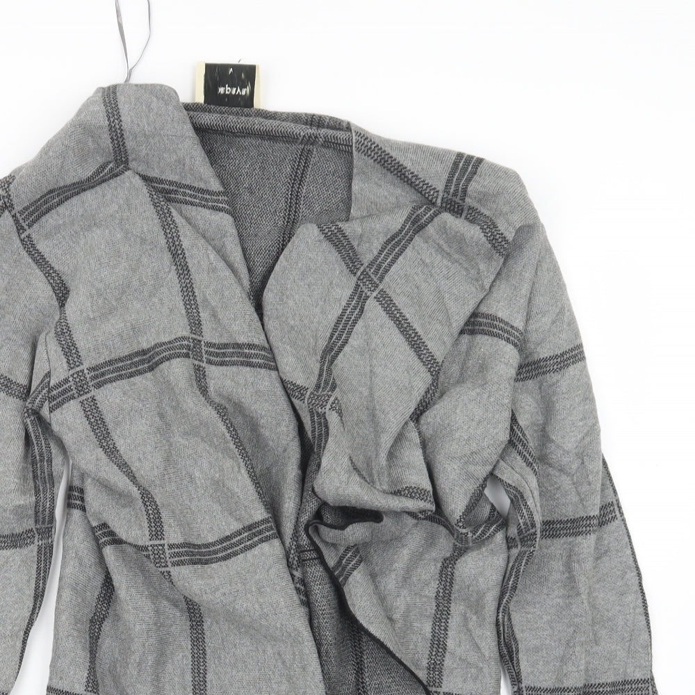 Papaya Womens Grey Check  Cardigan Jumper Size M