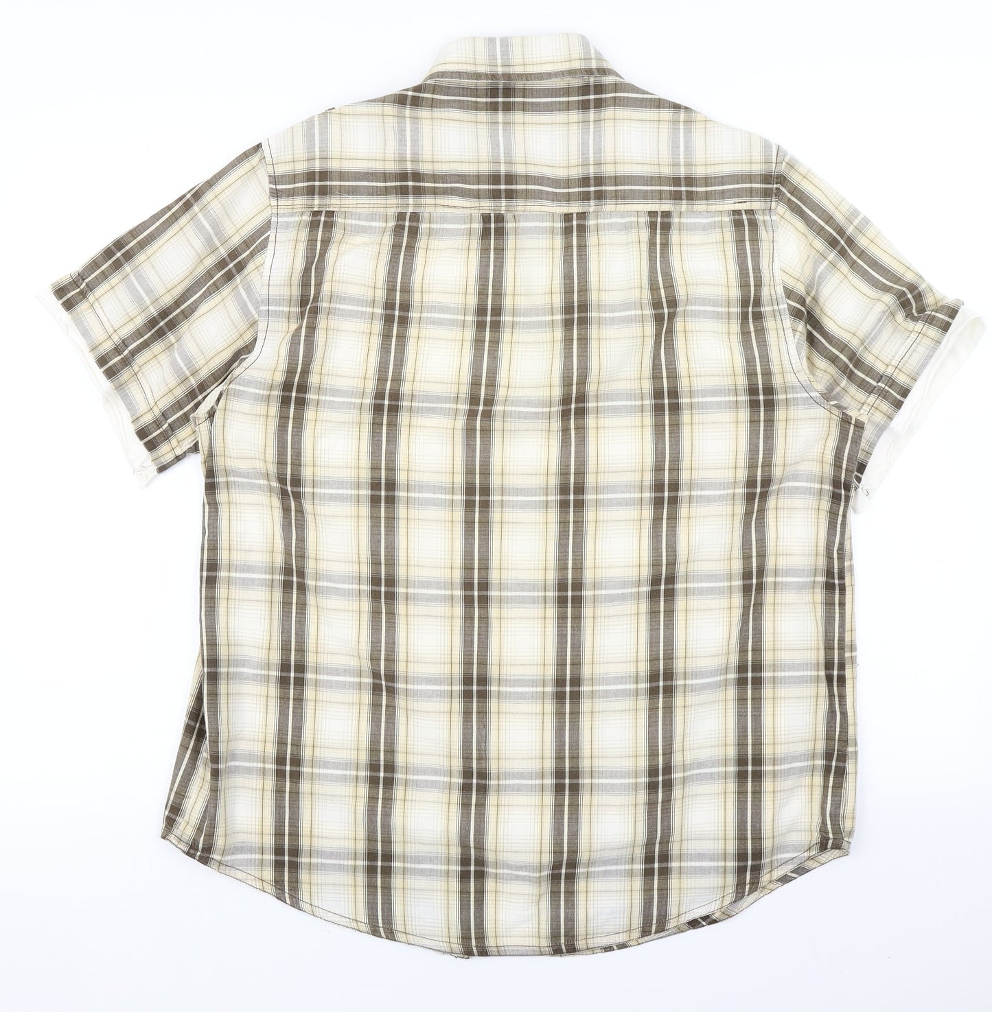 Trait Mens Brown Plaid   Button-Up Size M