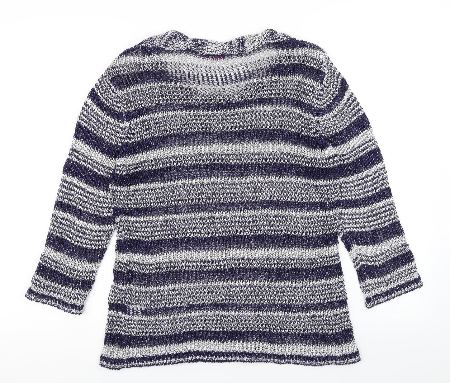 Per Una Womens Blue Striped Knit Pullover Jumper Size M