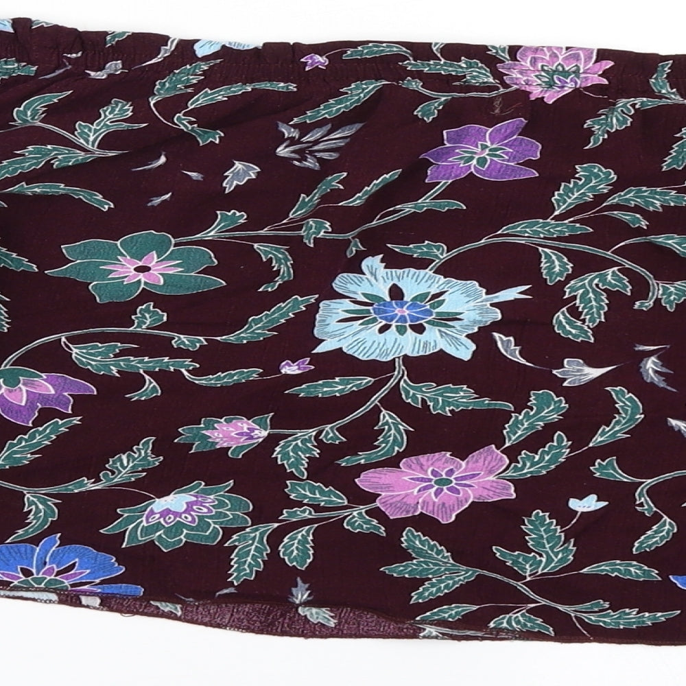Diffuse Womens Purple Floral  Cropped Blouse Size 10