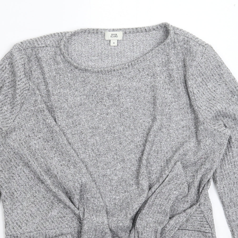 River Island Womens Grey  Knit Pullover Jumper Size 8