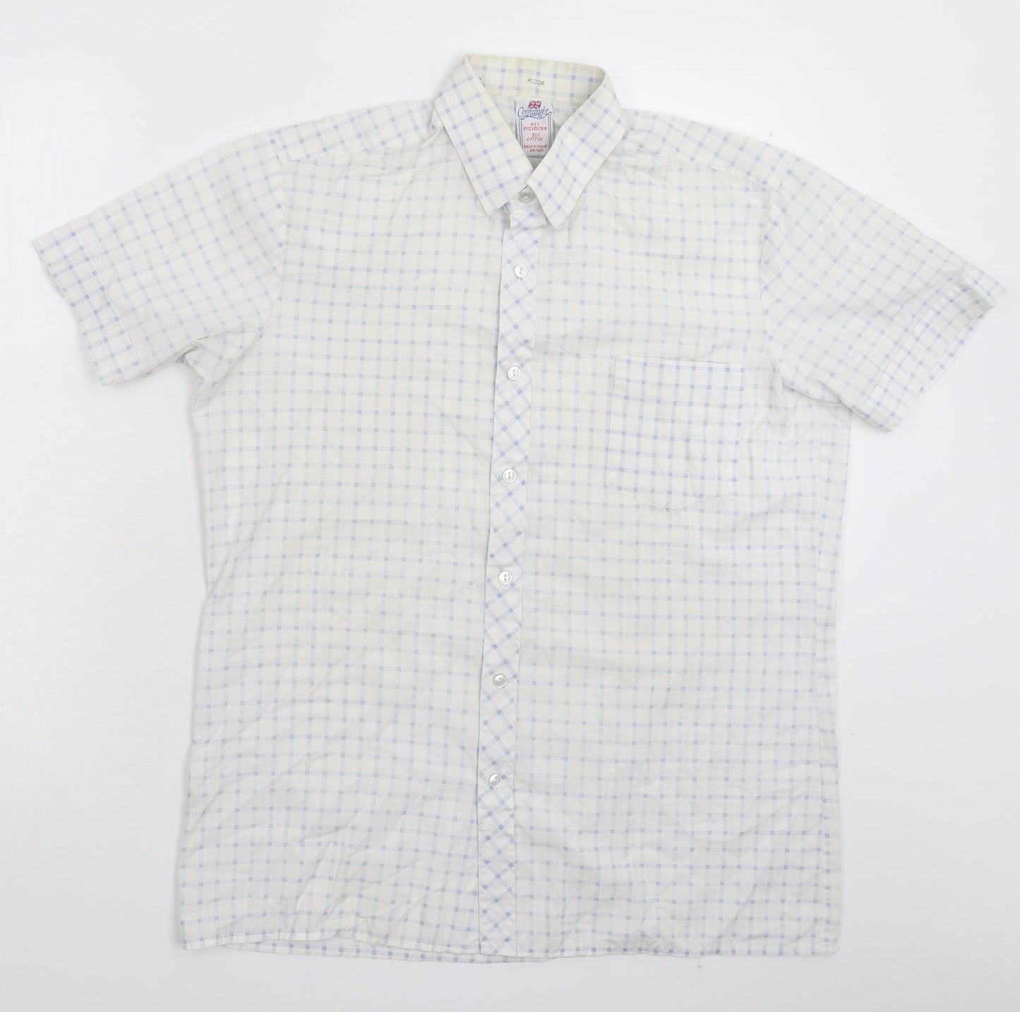 Connaught Mens White Check   Button-Up Size M