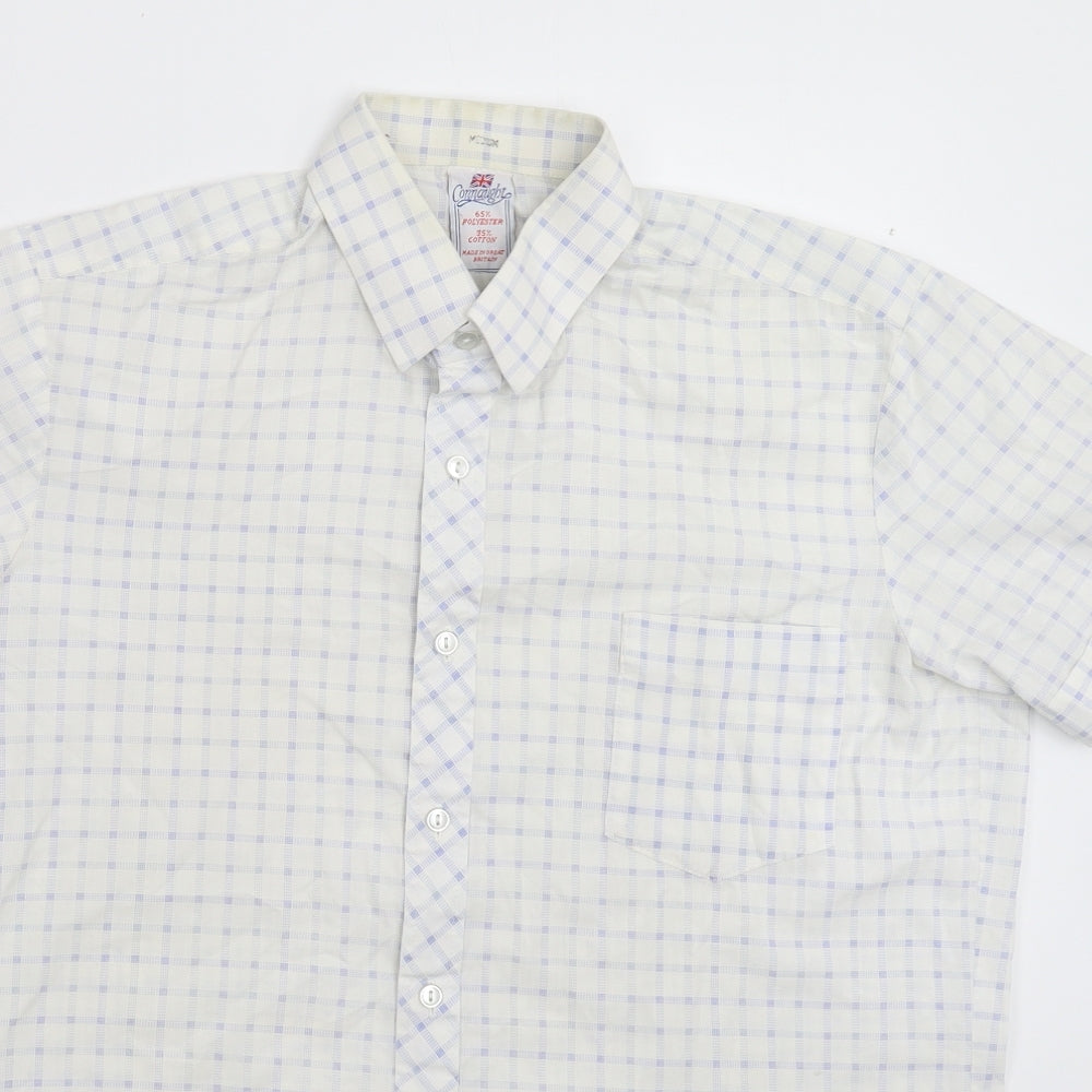 Connaught Mens White Check   Button-Up Size M