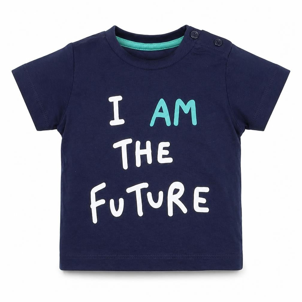 Front view of Matalan Baby Blue Basic T-Shirt, size 0-3, Months