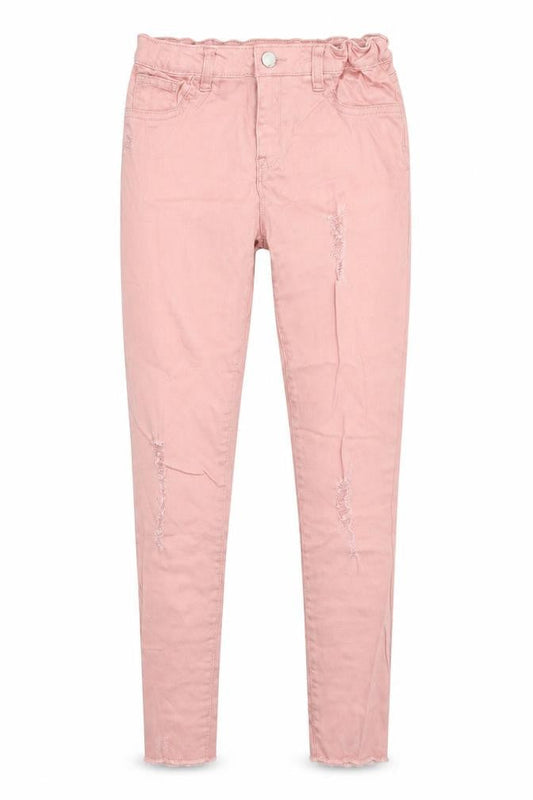 Denim & Co. Girls Pink  Denim Skinny Jeans Size 11-12 Years - Distressed
