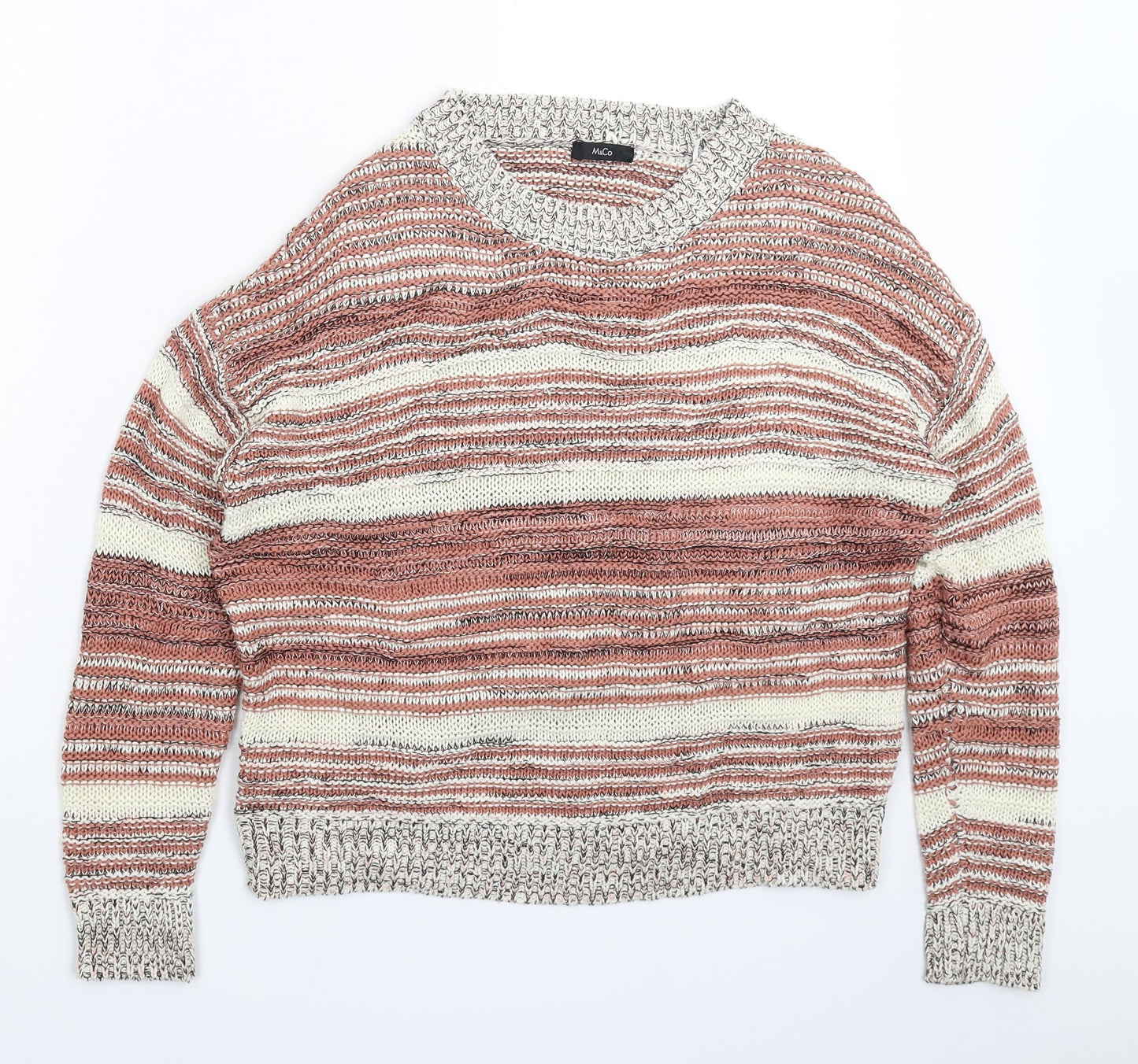 M&Co Womens Beige Striped Knit Pullover Jumper Size 10