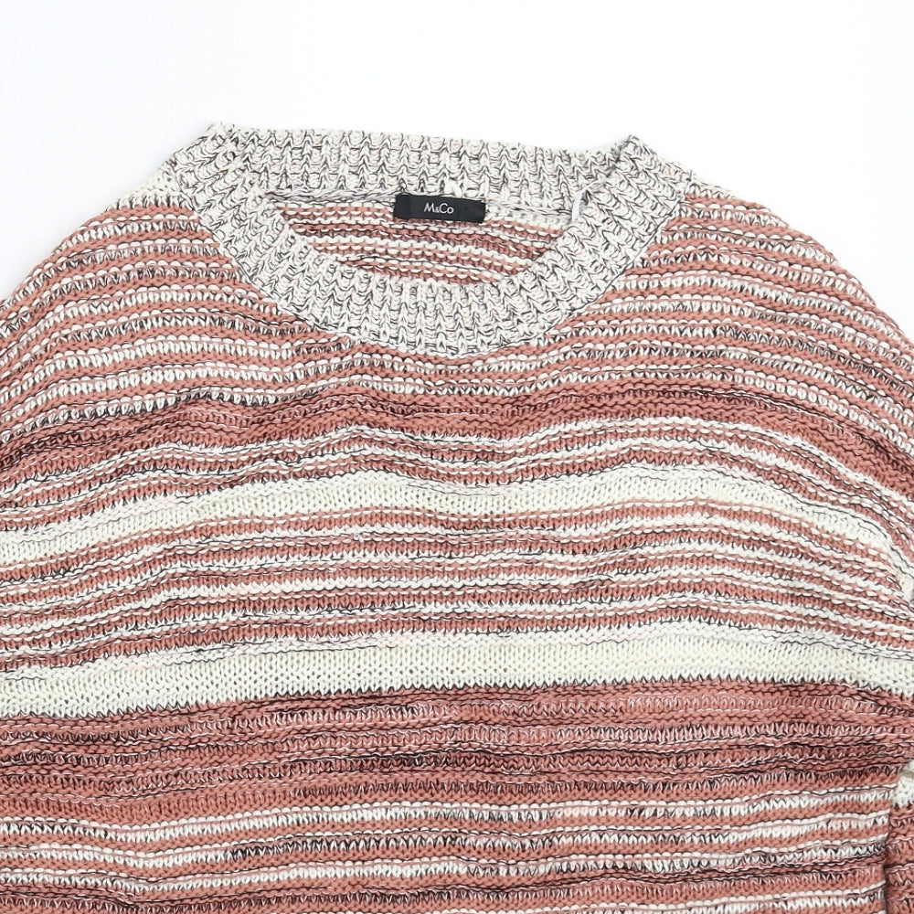 M&Co Womens Beige Striped Knit Pullover Jumper Size 10