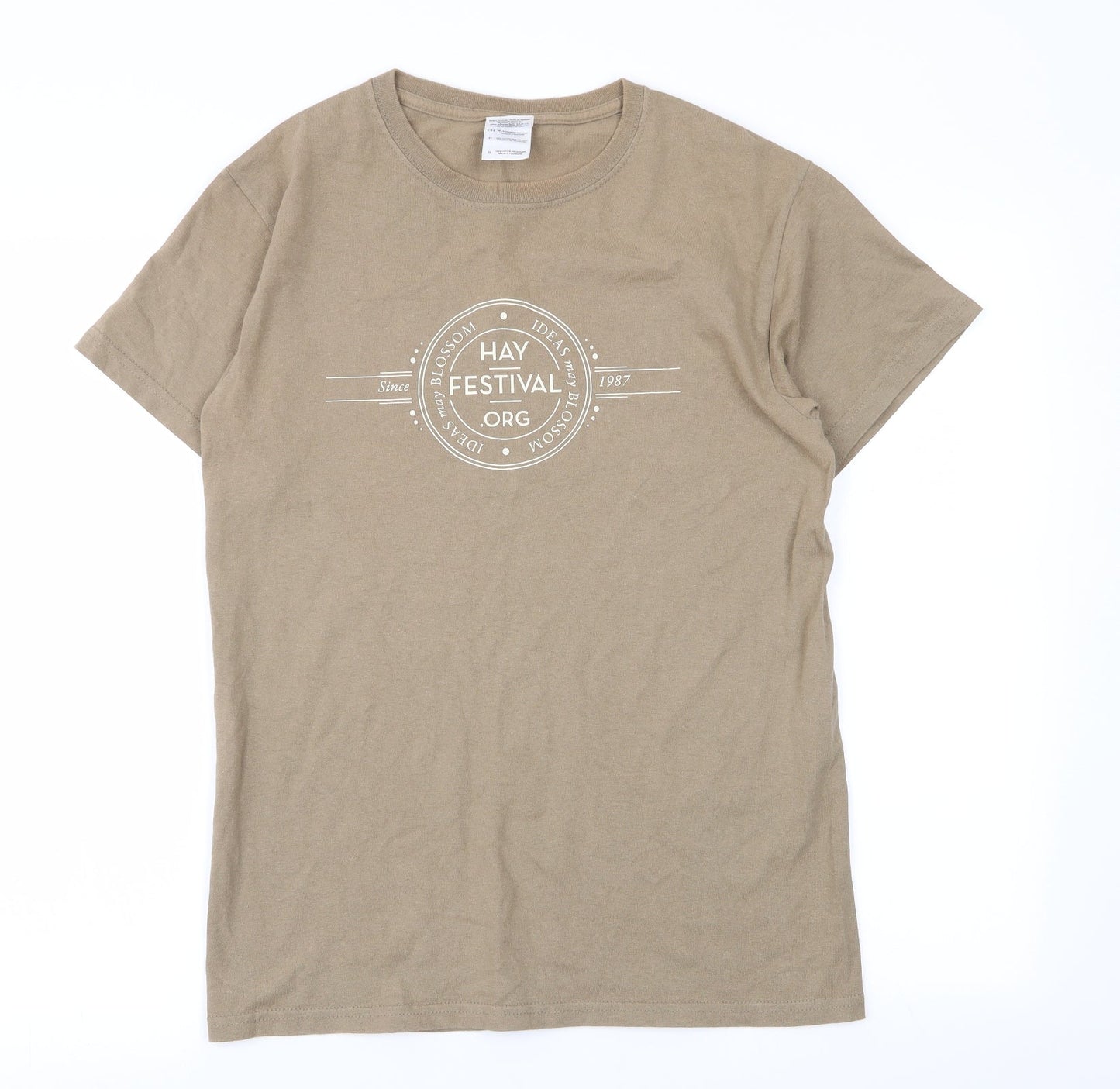 Gildan Mens Beige    T-Shirt Size S