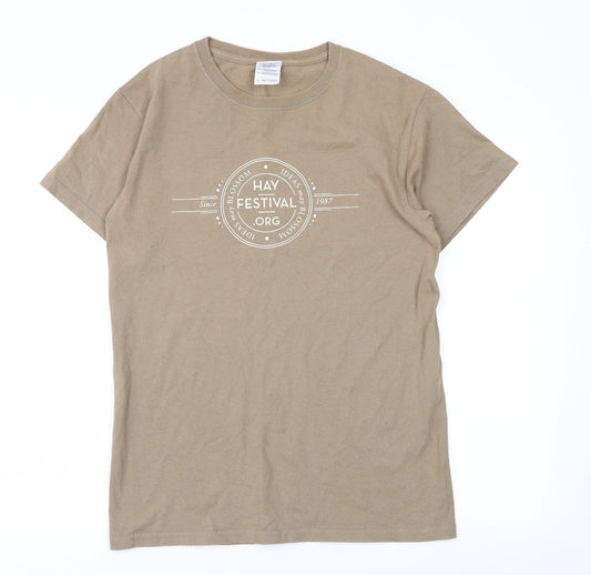 Gildan Mens Beige    T-Shirt Size S