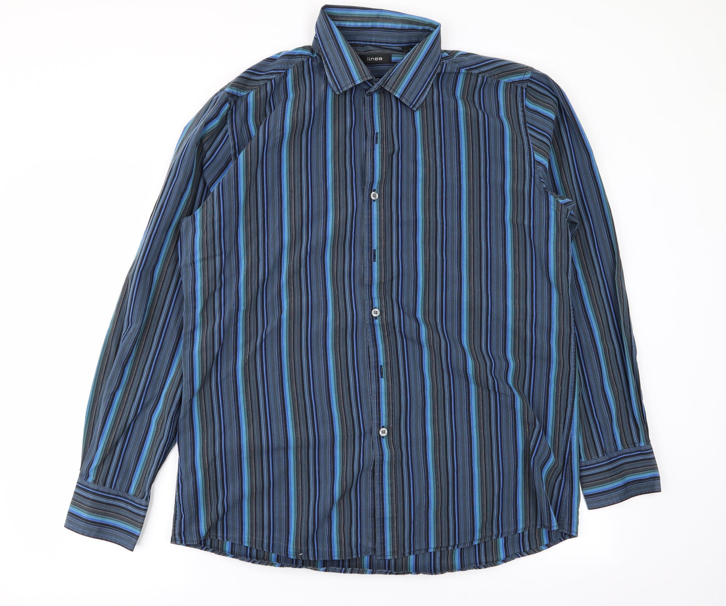 Linea Mens Multicoloured Striped   Button-Up Size 16.5