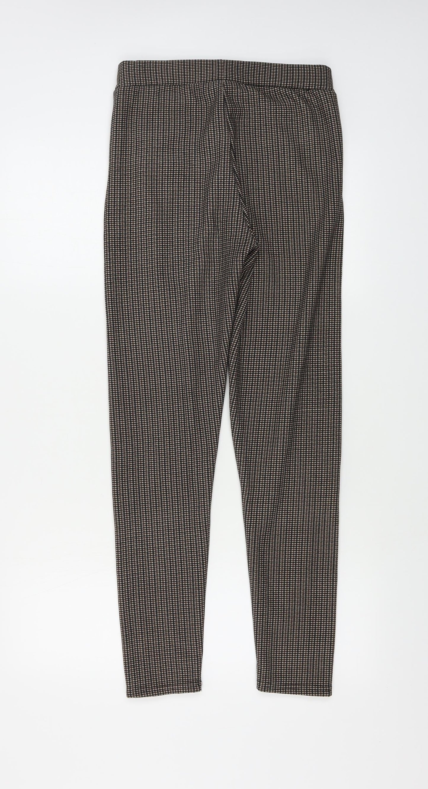 elisa Womens Brown Check  Trousers  Size M L26 in