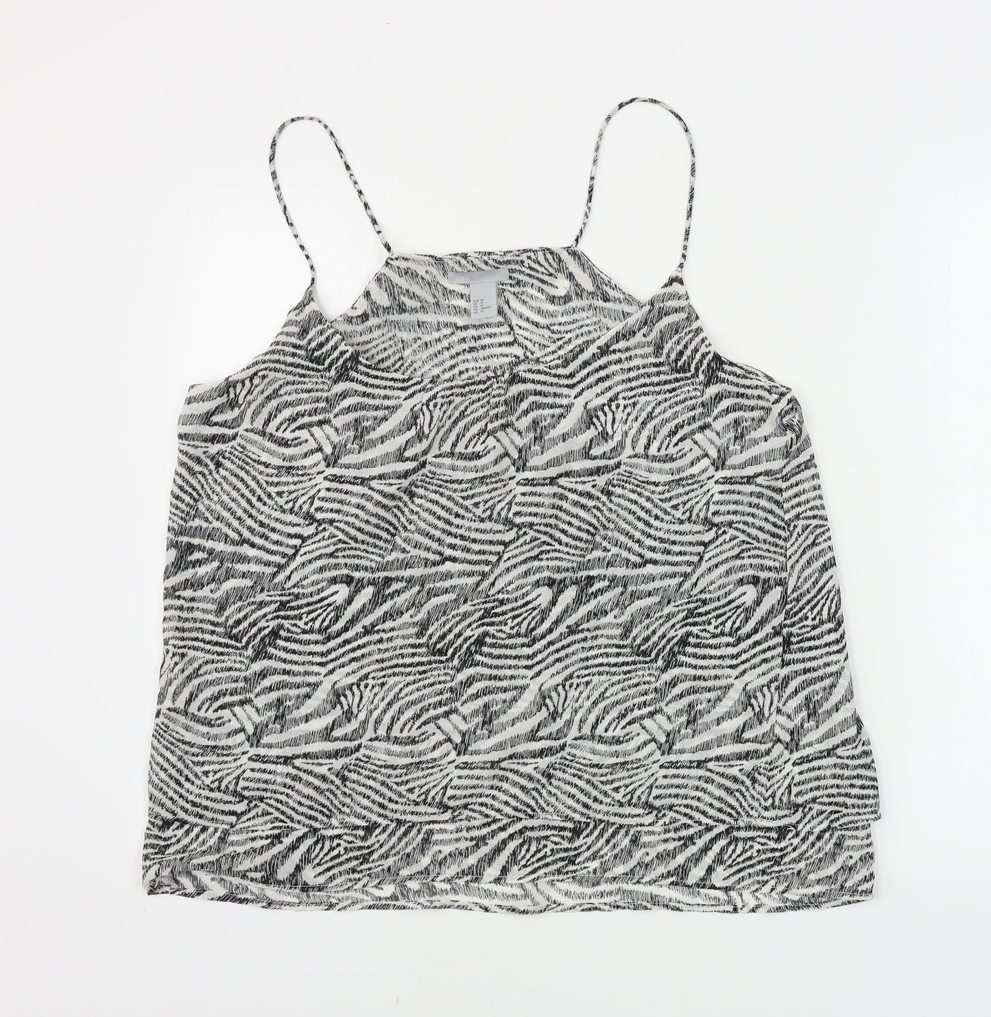 H&M  Womens White Animal Print  Basic Blouse Size 10