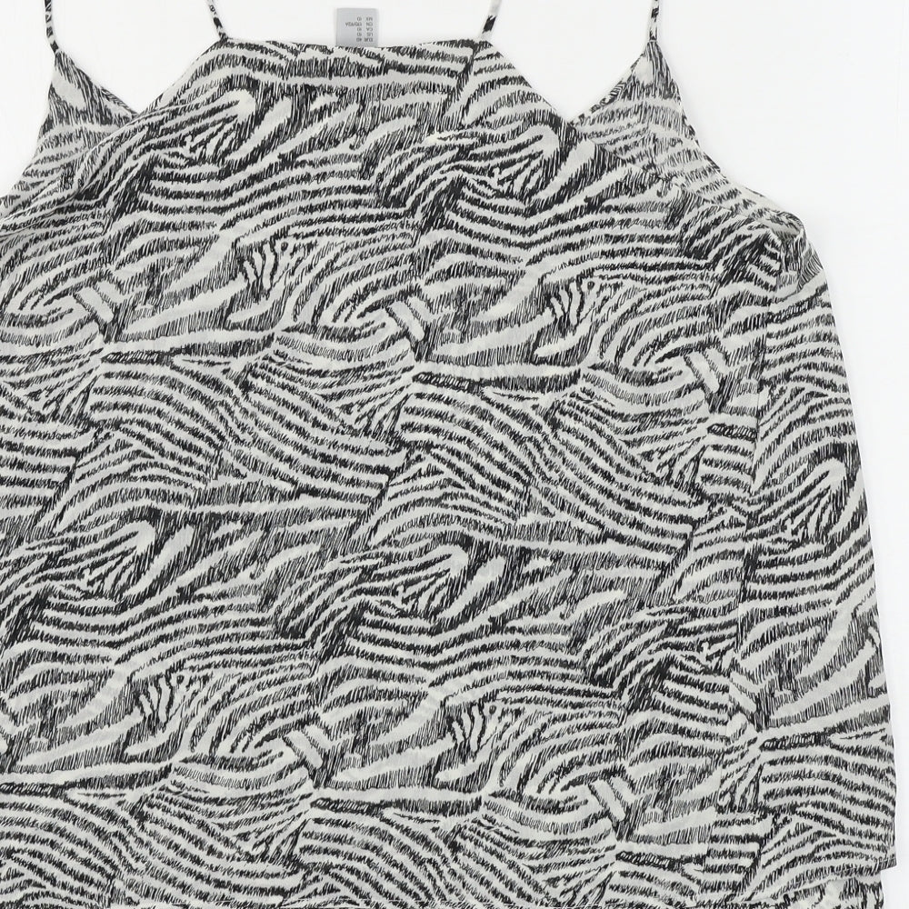 H&M  Womens White Animal Print  Basic Blouse Size 10