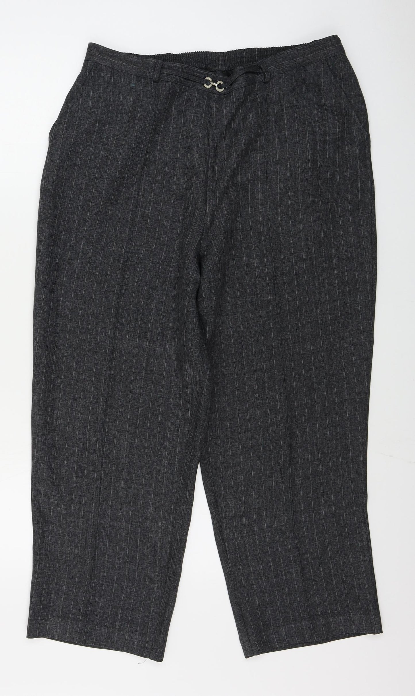 BM Womens Grey Striped  Trousers  Size 16 L25 in
