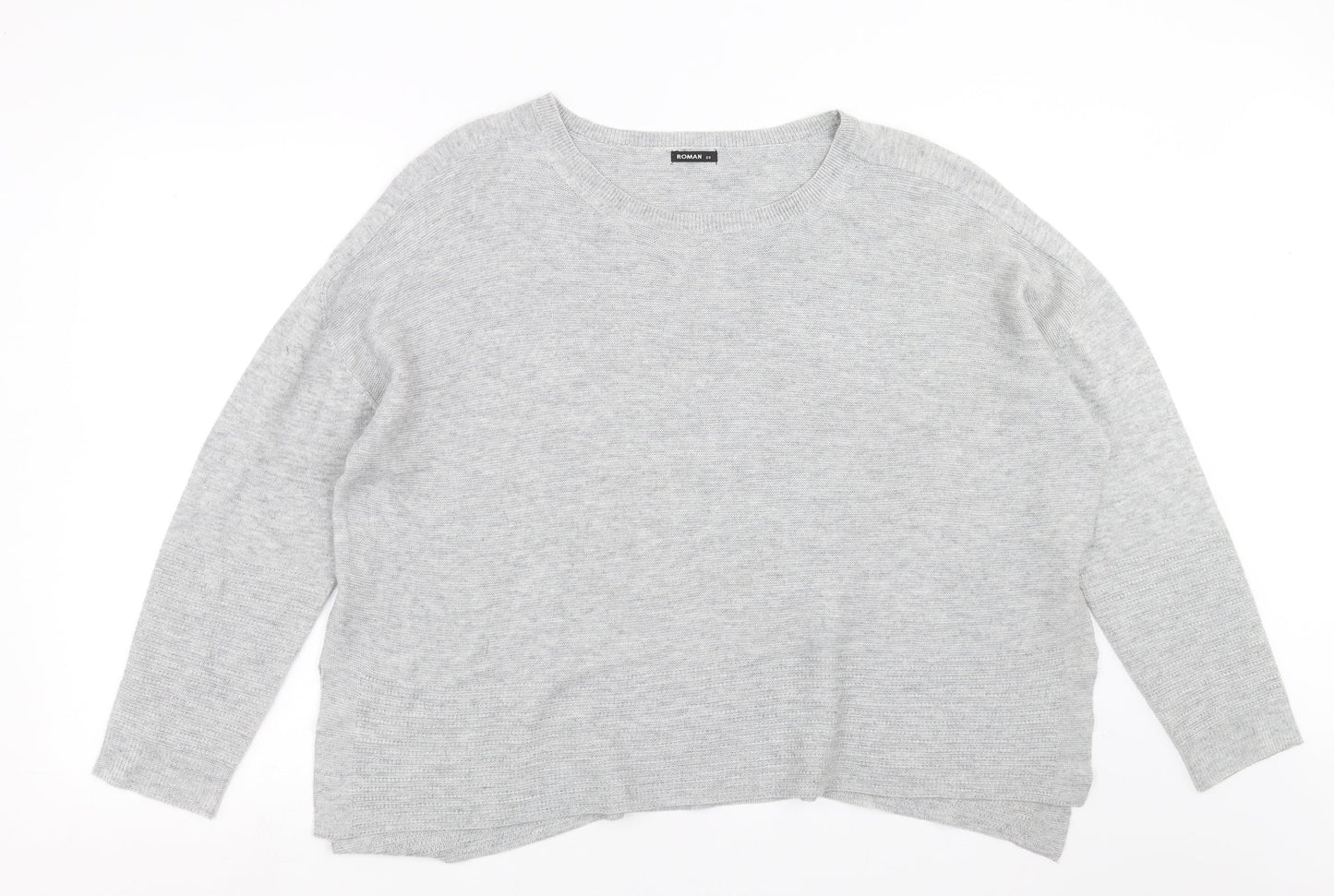 Roman Womens Grey  Knit Pullover Jumper Size 20