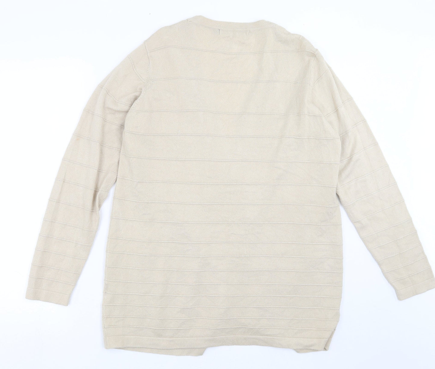 ISLE Womens Beige Striped Knit Cardigan Jumper Size M