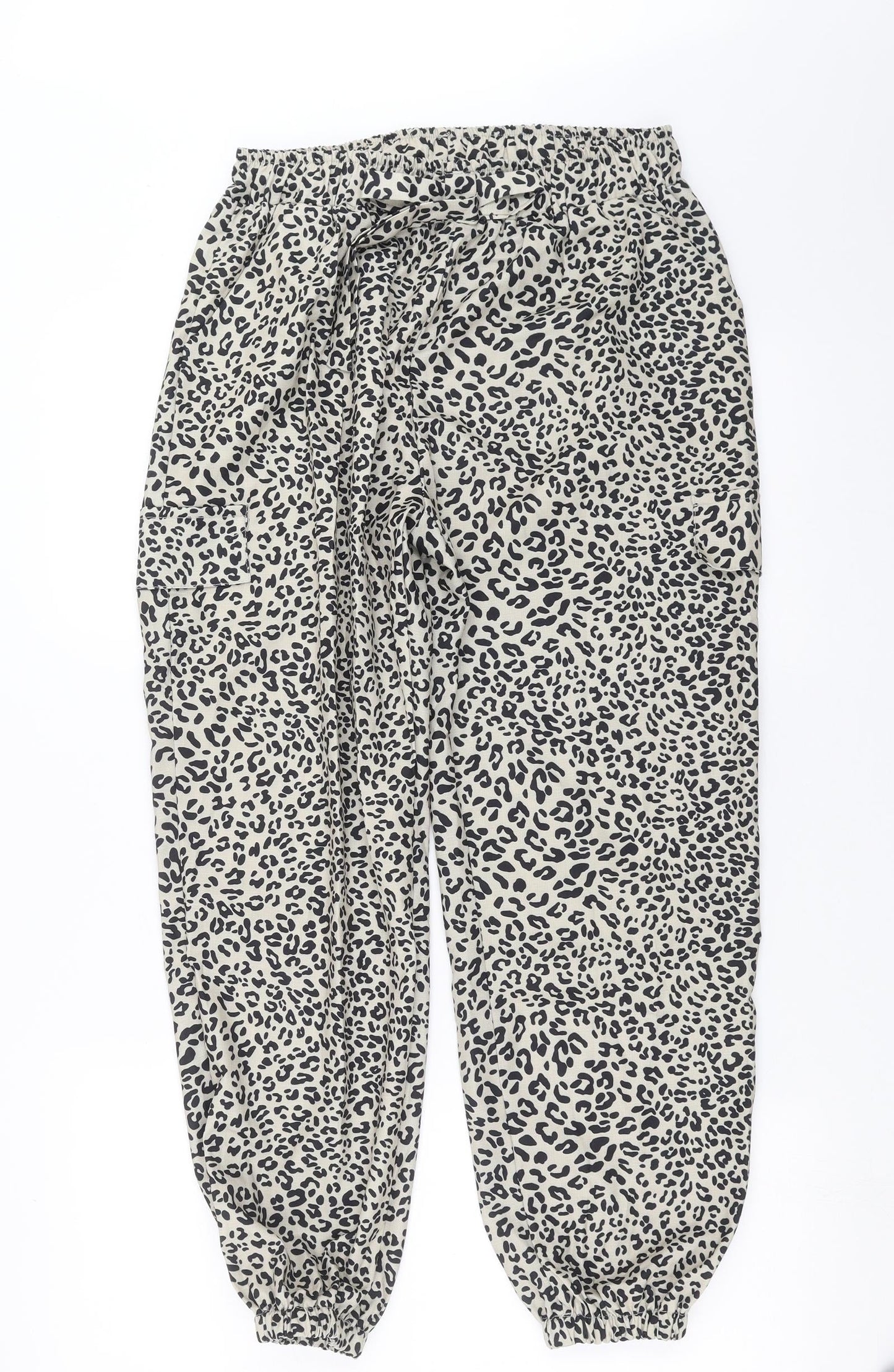 Preworn Womens Beige Animal Print  Trousers  Size 28 in L27 in - jogger style