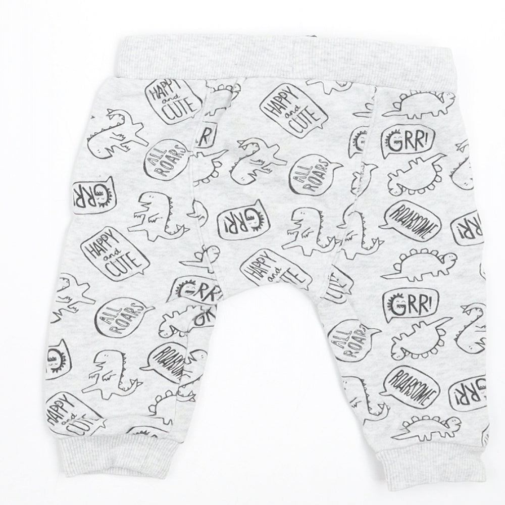F&F Baby Grey   Jogger Trousers Size 3-6 Months  - DInosaur
