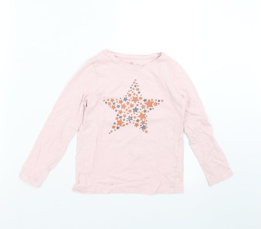 F&F Girls Pink Solid  Top Pyjama Top Size 6-7 Years  - star