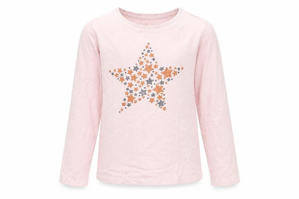 F&F Girls Pink Solid  Top Pyjama Top Size 6-7 Years  - star