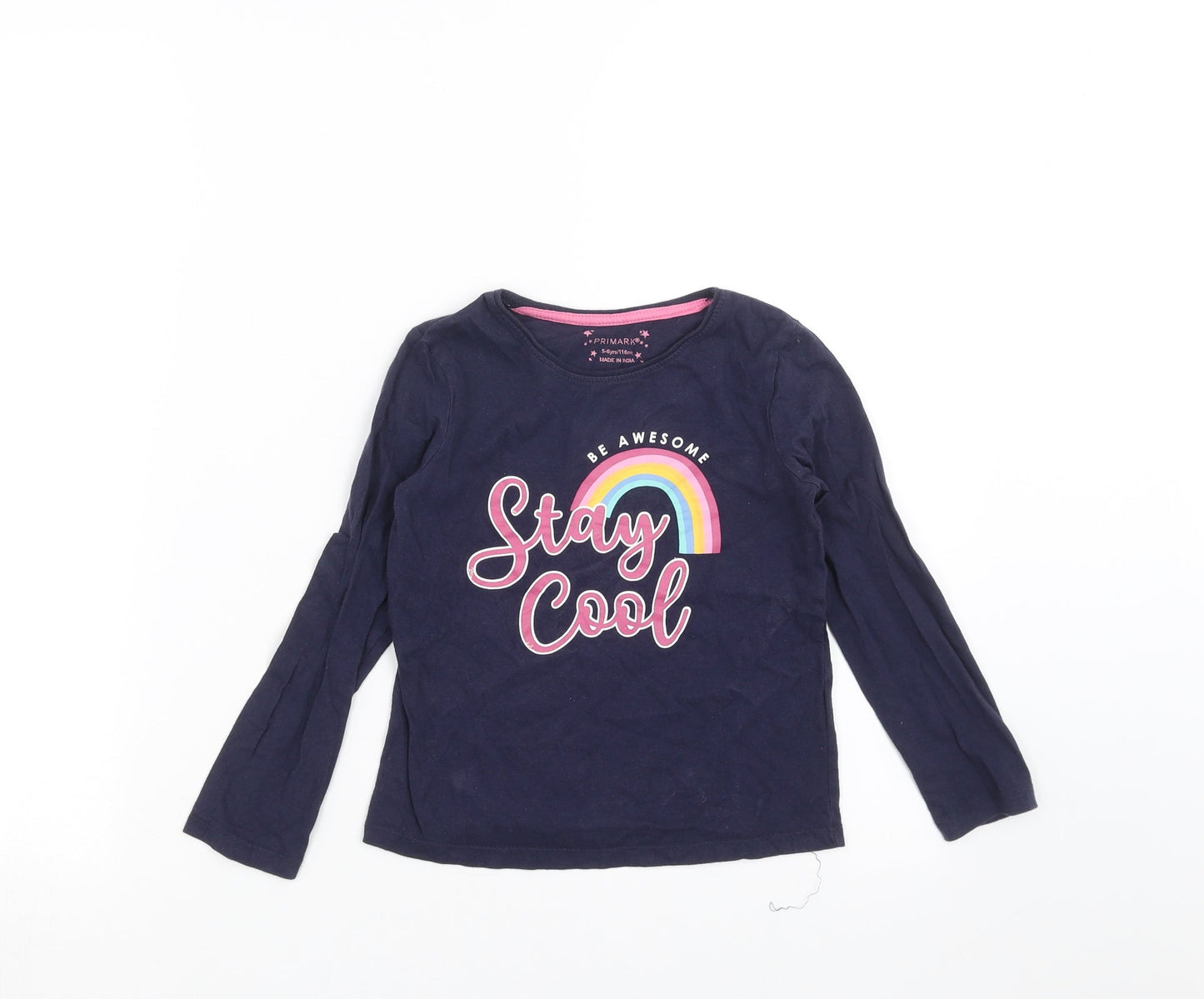 Primark Girls Blue   Basic T-Shirt Size 5-6 Years  - Stay Cool