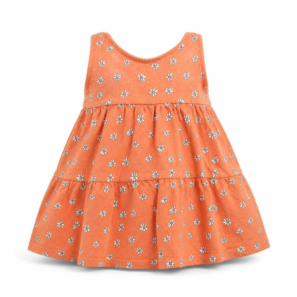 Front view of Primark girls’ orange floral trapeze & swing, size 12-18, months
