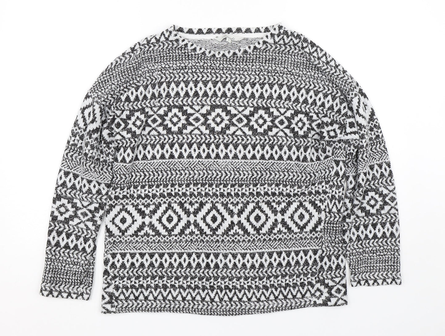 Peacocks Womens Black Fair Isle  Pullover Jumper Size M