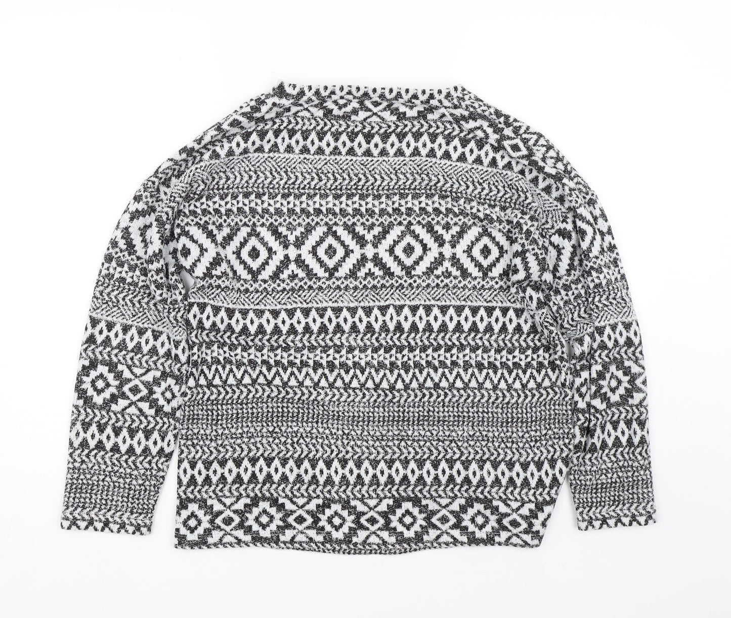 Peacocks Womens Black Fair Isle  Pullover Jumper Size M