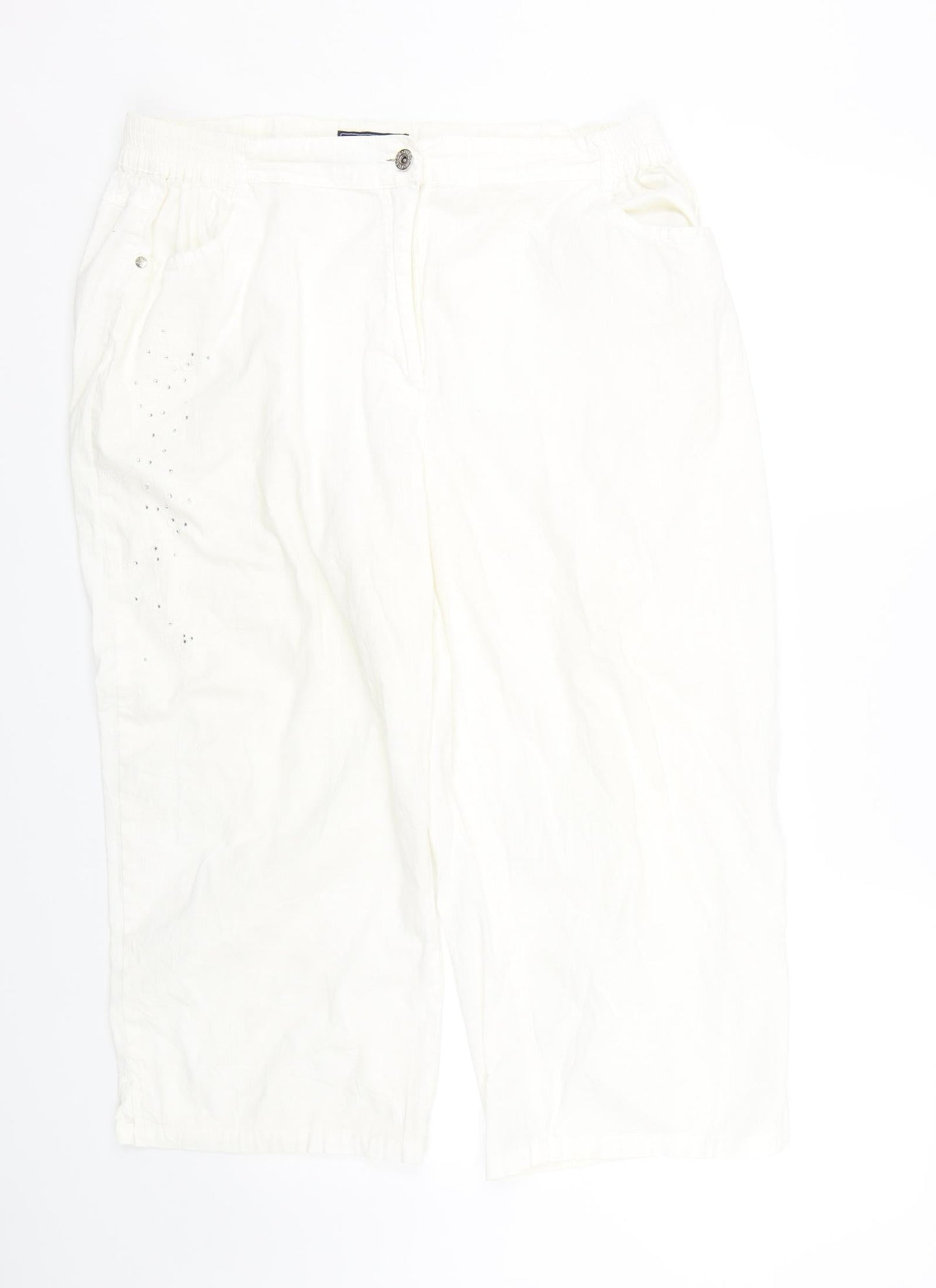 Furcom Womens White   Cropped Trousers Size 12 L21 in