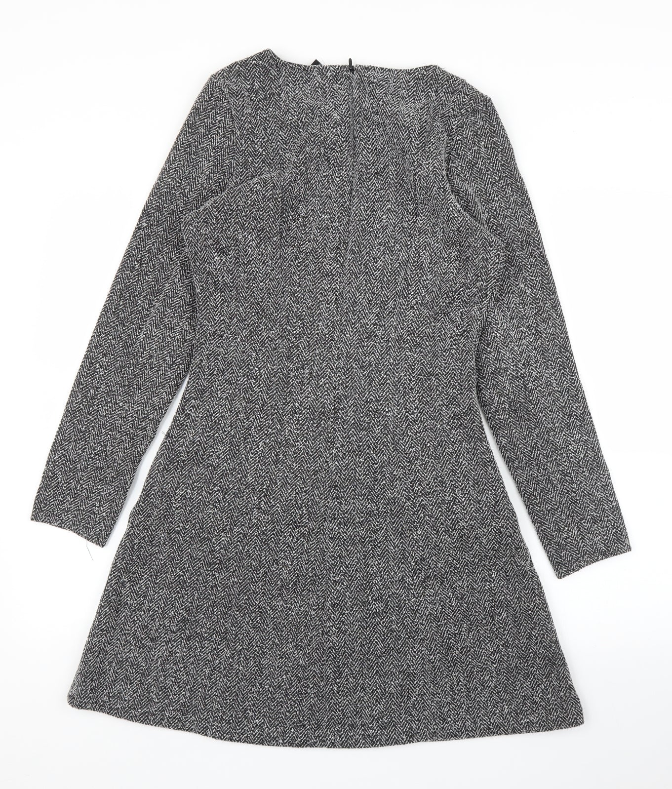 H&M Womens Grey Herringbone  A-Line  Size 10