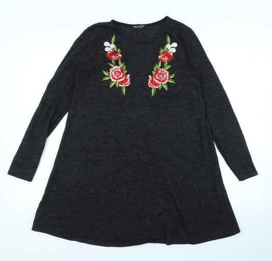 Select Womens Grey Floral  Tunic Blouse Size 10
