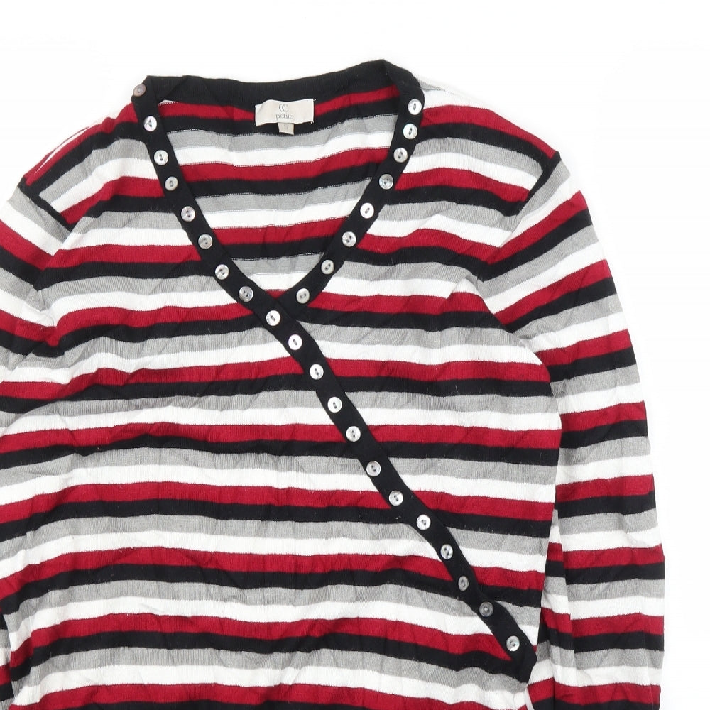 CC Womens Red Striped  Pullover Jumper Size S
