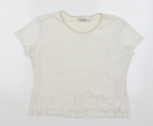 Ann Brooks Womens White   Basic T-Shirt Size 16