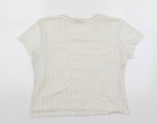 Ann Brooks Womens White   Basic T-Shirt Size 16