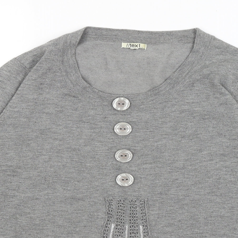 Text Womens Grey   Pullover Jumper Size M