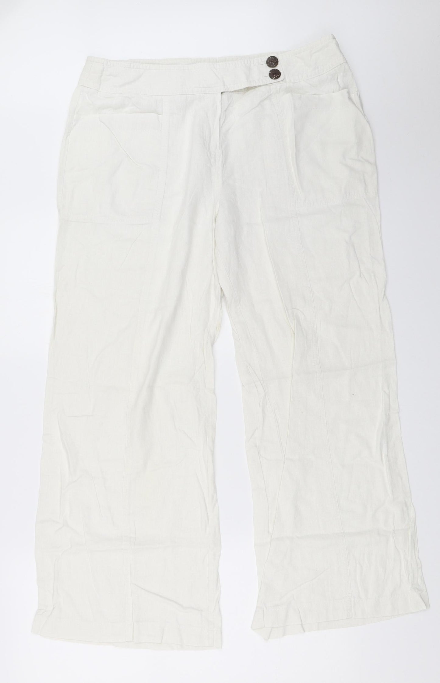 Preworn Womens White   Trousers  Size 16 L28 in