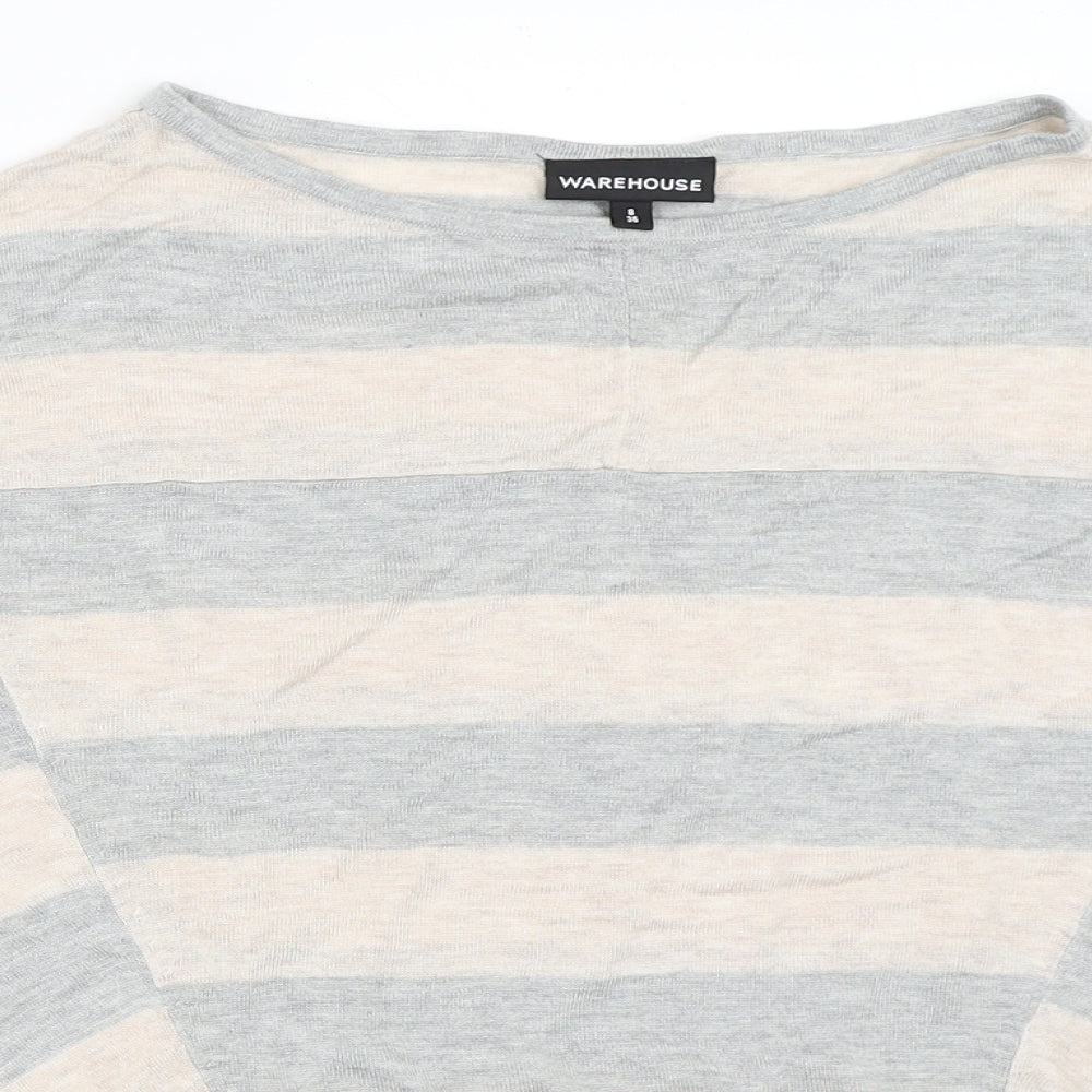 Warehouse Womens Grey Striped  Pullover Jumper Size 8