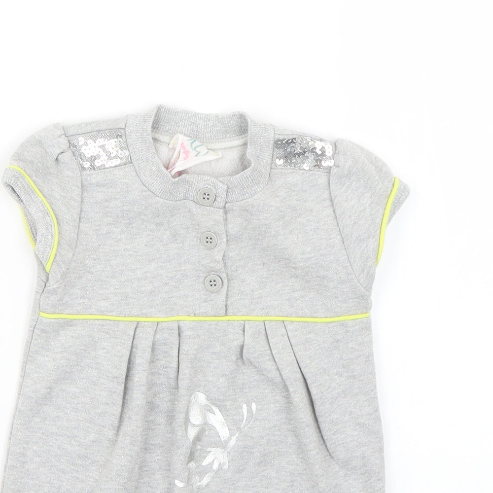 Debenhams Baby Grey Geometric  Jumper Dress  Size 12-18 Months