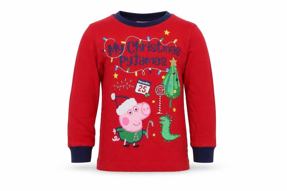 Matalan Boys Red Geometric   Pyjama Top Size 2-3 Years  - Christmas