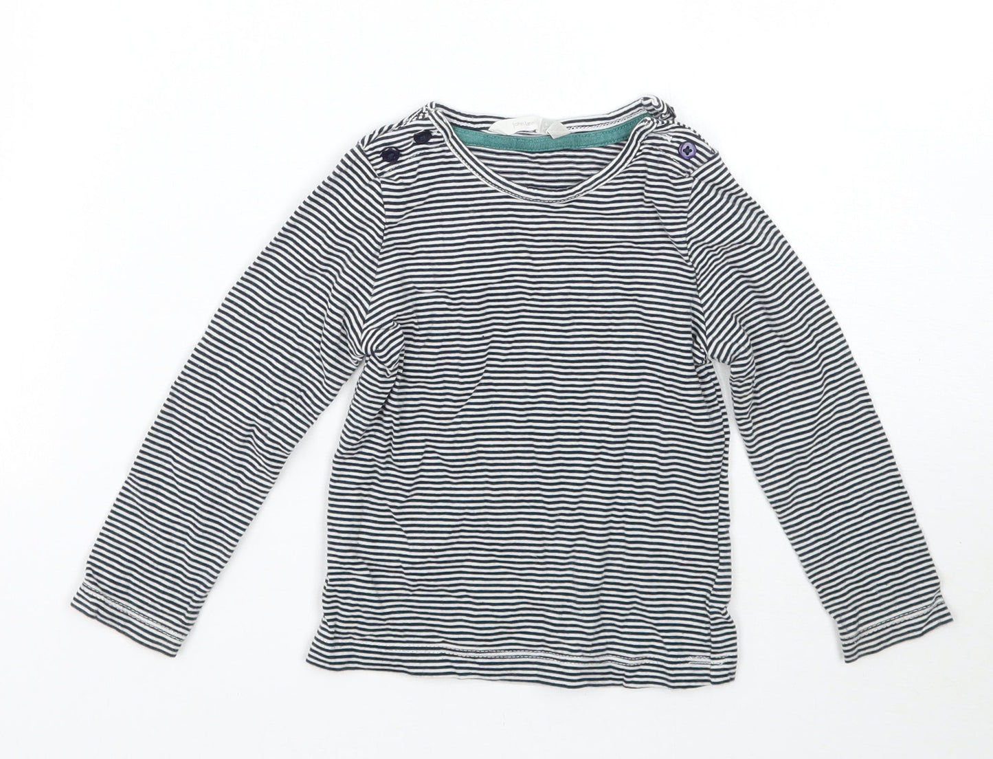John Lewis Girls White Striped  Basic T-Shirt Size 9-12 Months