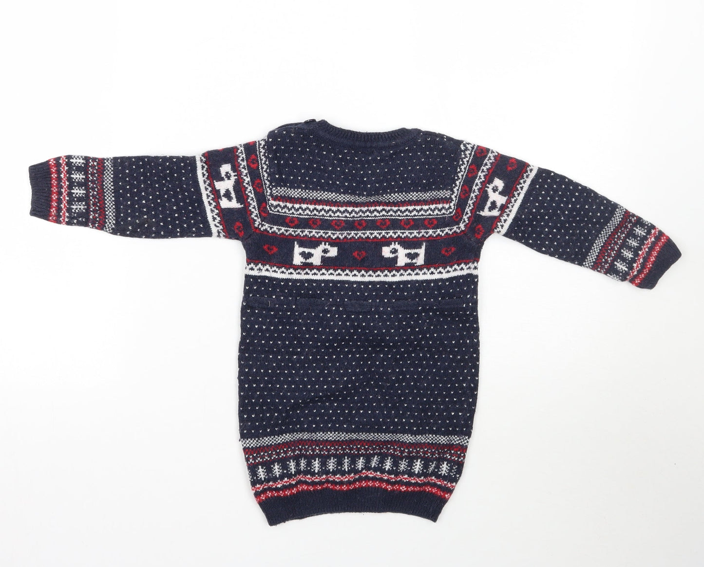 NEXT Girls Blue Fair Isle  Pullover Jumper Size 2 Years