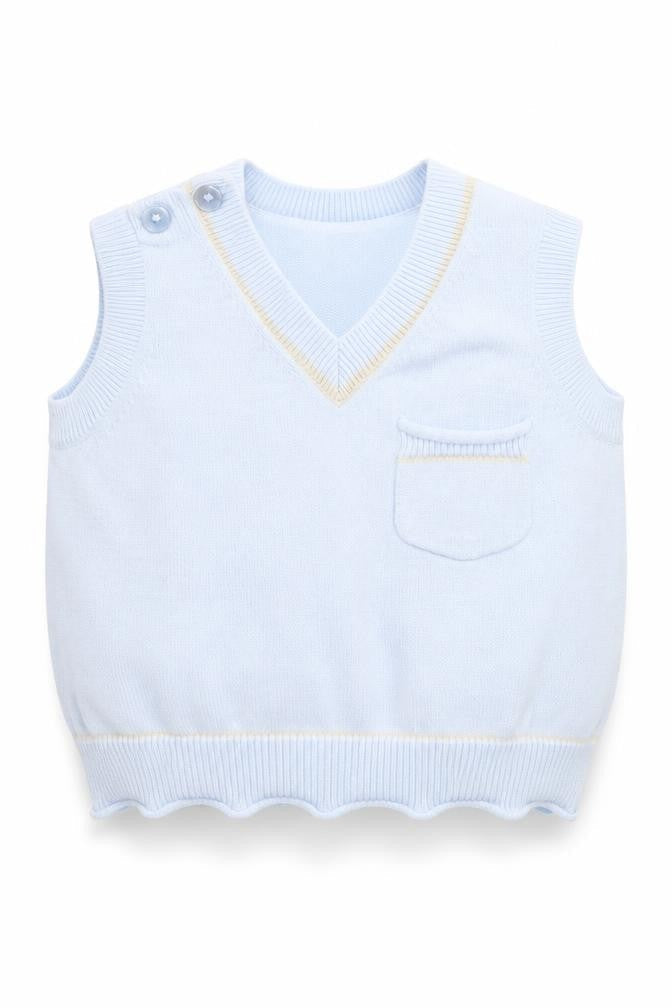 Front view of Next boys’ blue jumper, size 3-6, months