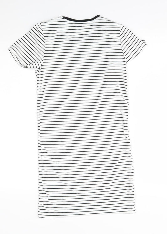 Candy Couture Womens White Striped  T-Shirt Dress  Size 12
