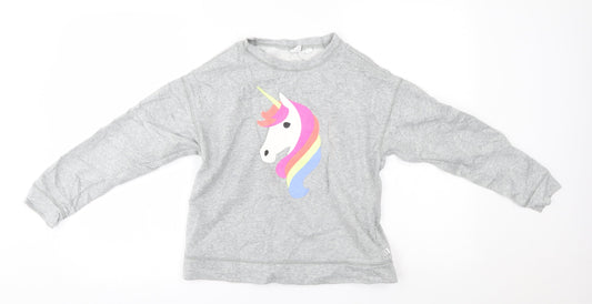 Gap Girls Grey   Pullover Jumper Size 10-11 Years  - unicorn
