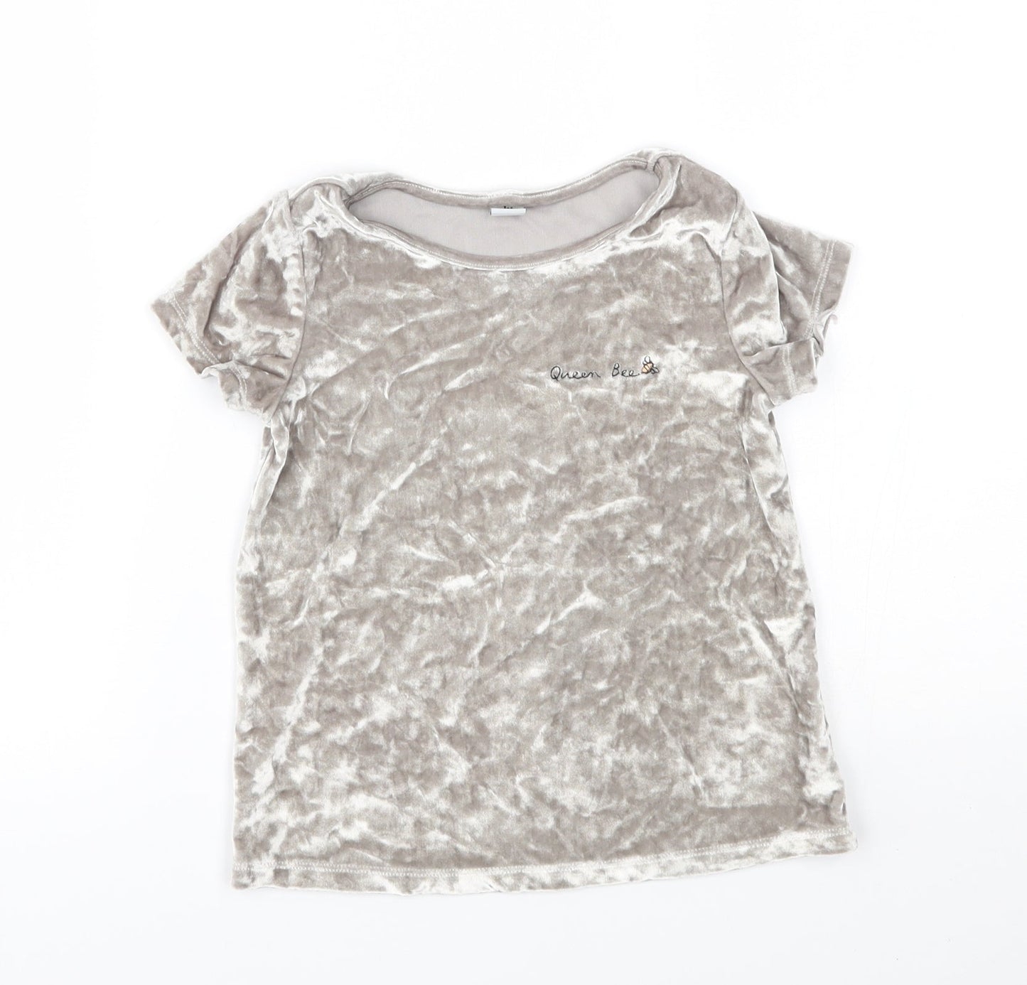 TU Girls Silver   Basic T-Shirt Size 6 Years  - velvet look