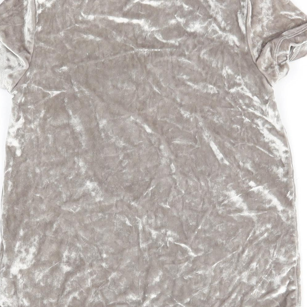 TU Girls Silver   Basic T-Shirt Size 6 Years  - velvet look