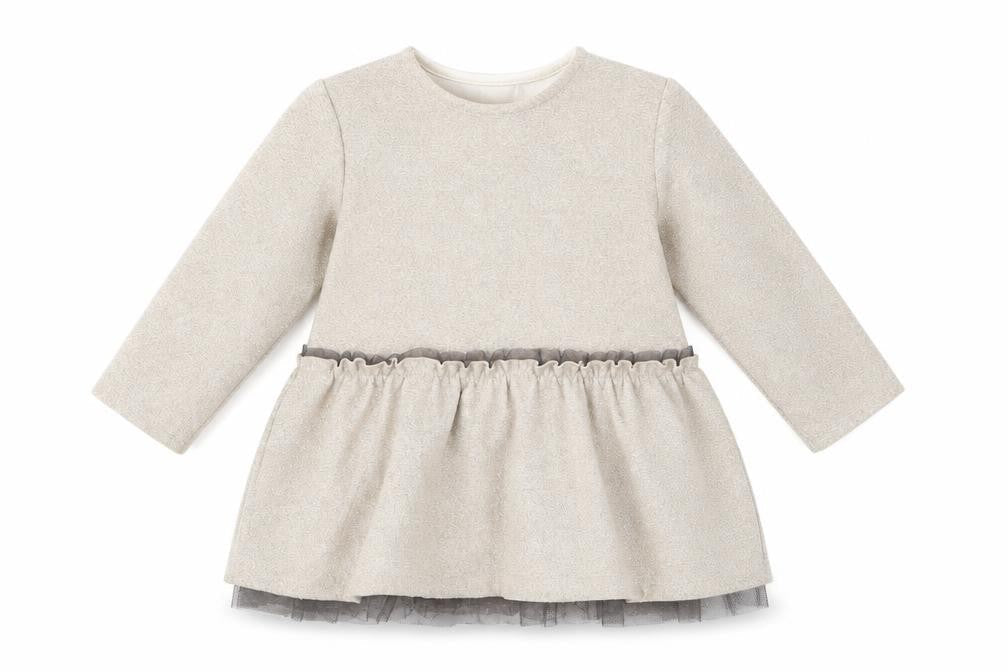 Front view of Zara girls’ beige a-line, size 9-12, months