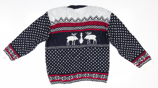 Pulse Mens Blue Animal Print  Pullover Jumper   - Christmas jumper