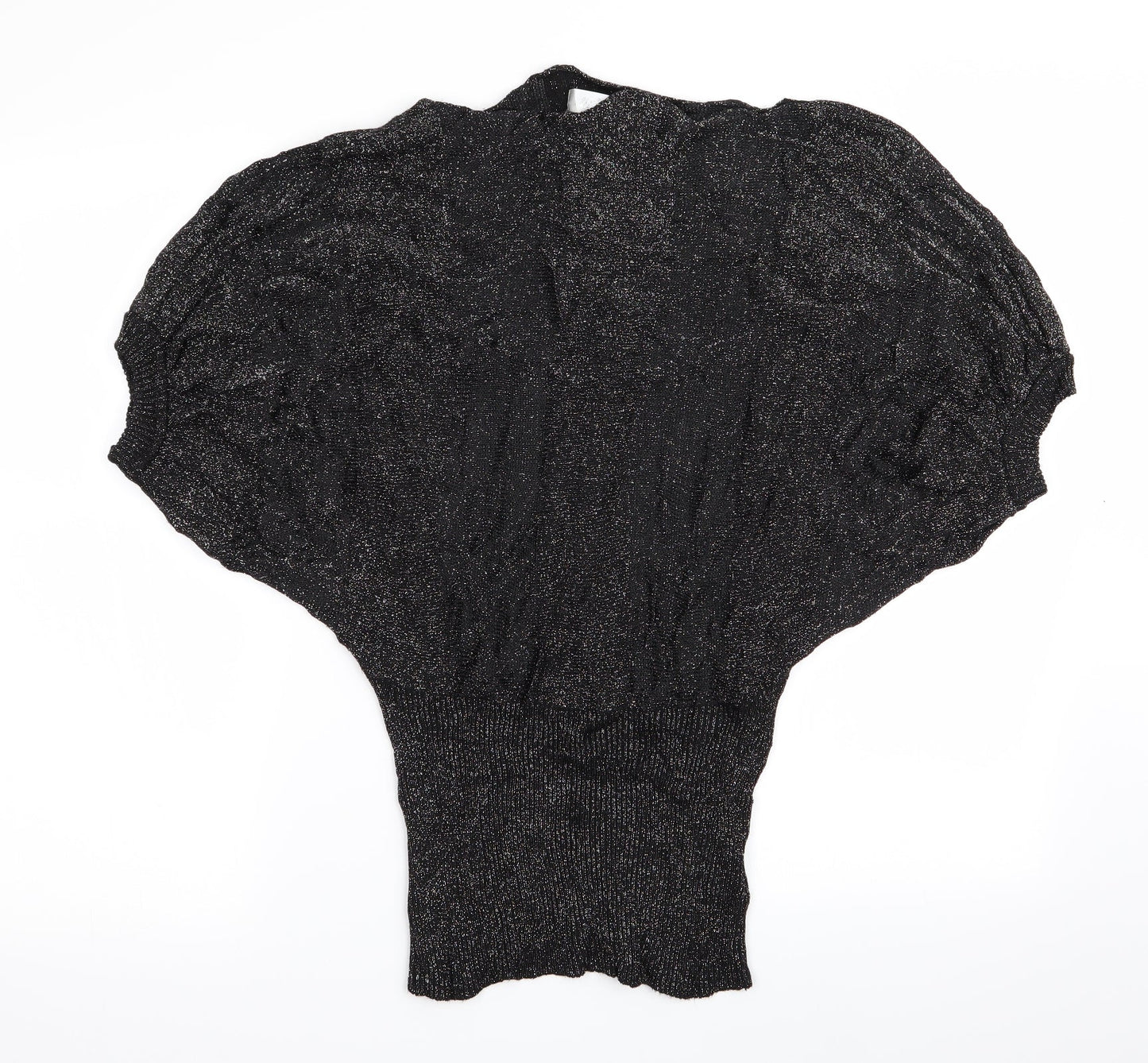 Miss Harvey Womens Black   Pullover Jumper One Size  - Glittery Batwing Jumper