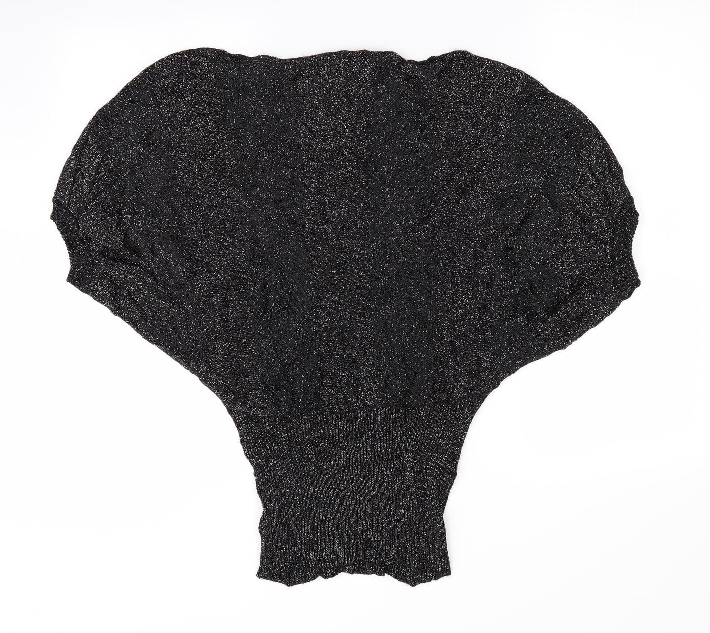 Miss Harvey Womens Black   Pullover Jumper One Size  - Glittery Batwing Jumper